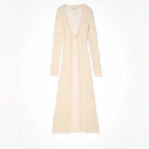 American Eagle Extra Long Scallop-Edge Cardigan